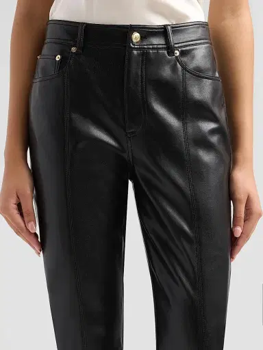 Cinq à Sept Women's Roxie Maisie Lace-Cuff Faux Leather Pants - Black | Thumbnail 5