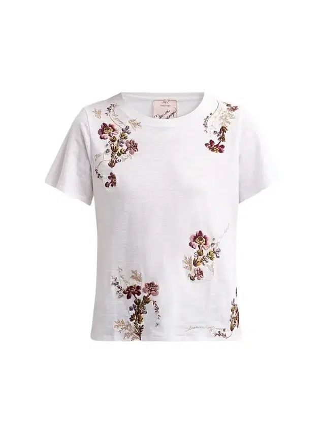 Cinq à Sept Women's Loveletter Floral Embroidered Cotton T-Shirt - White Multi