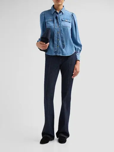 Cinq à Sept Women's Adair Denim Top - Ciel | Thumbnail 2