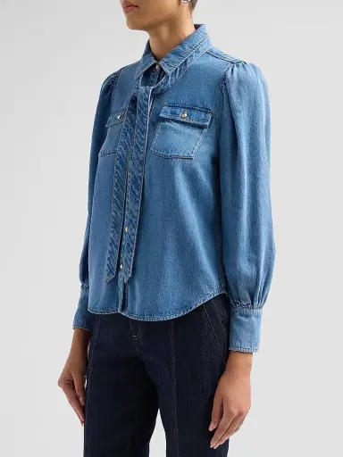 Cinq à Sept Women's Adair Denim Top - Ciel | Thumbnail 4