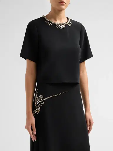 Cinq à Sept Women's Adona Crystal-Embellished Top - Black | Thumbnail 4
