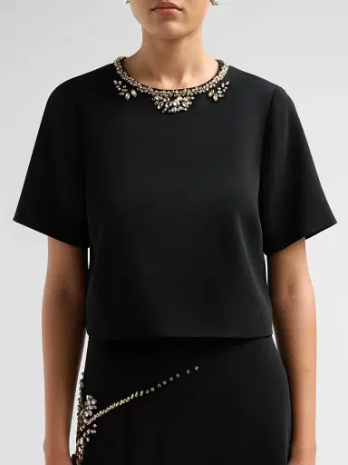 Cinq à Sept Women's Adona Crystal-Embellished Top - Black | Thumbnail 5