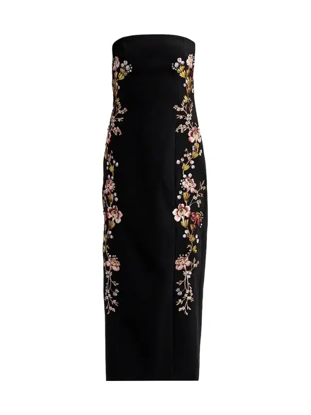 Cinq à Sept Women's Niles Loveletter Floral Embroidered Strapless Midi Dress - Black Multi