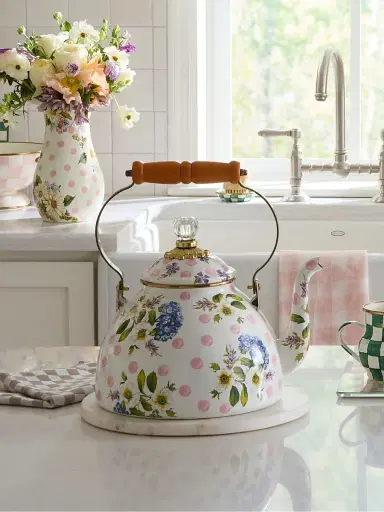 MacKenzie-Childs Wildflowers Pink Large Tea Kettle | Thumbnail 3