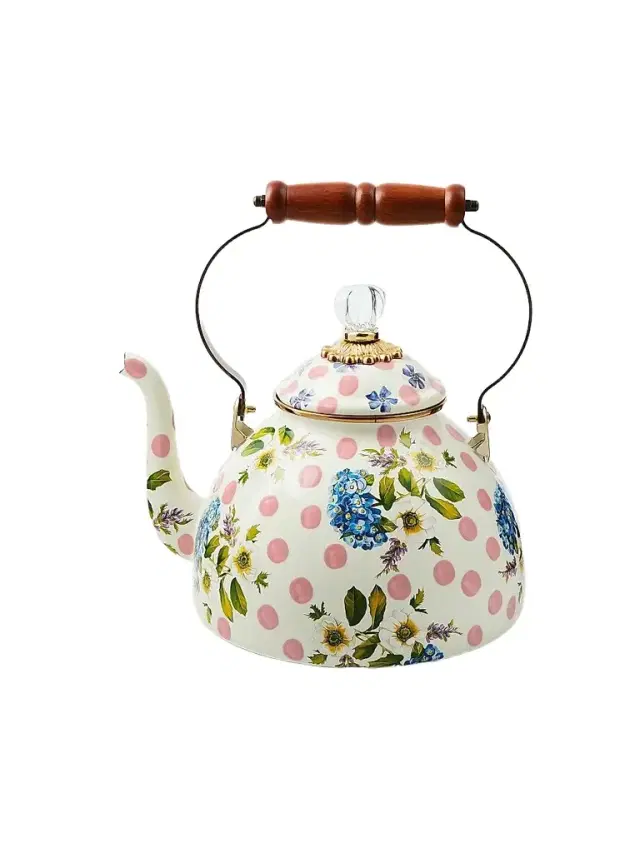 MacKenzie-Childs Wildflowers Pink Large Tea Kettle