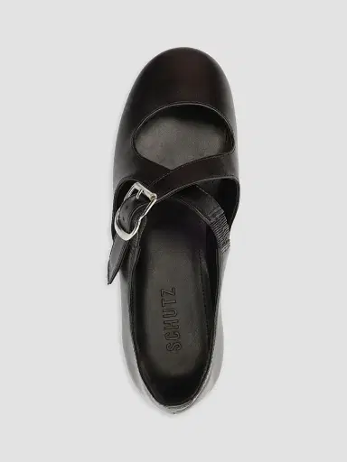 Schutz Women's Molly Leather Ballet Flats - Black | Thumbnail 4