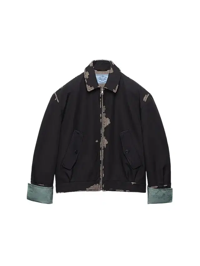 Prada Women's Bonded Leather and Houndstooth Jacket - Black