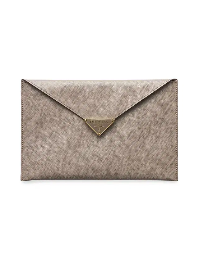 Prada Women's Saffiano Leather Envelope Clutch - Light Brown