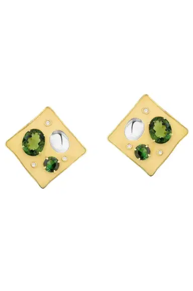 CAROL KAUFFMANN Green Tourmaline Rocks Pedrita Earrings | Thumbnail 1 CAROL KAUFFMANN Green Tourmaline Rocks Pedrita Earrings | Thumbnail 1