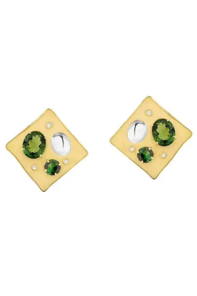 CAROL KAUFFMANN Green Tourmaline Rocks Pedrita Earrings