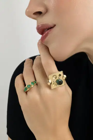 CAROL KAUFFMANN Green Tourmaline Rocks Pedrita Ring | Thumbnail 2 CAROL KAUFFMANN Green Tourmaline Rocks Pedrita Ring | Thumbnail 2