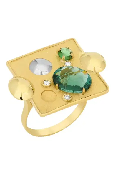 CAROL KAUFFMANN Green Tourmaline Rocks Pedrita Ring | Thumbnail 1 CAROL KAUFFMANN Green Tourmaline Rocks Pedrita Ring | Thumbnail 1