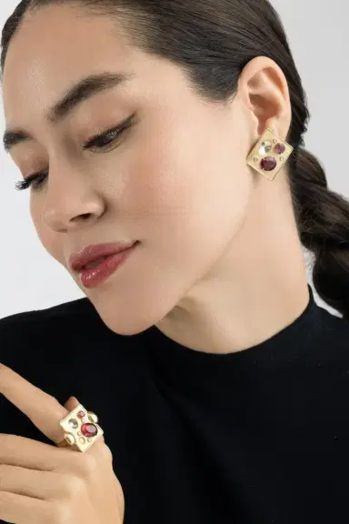 CAROL KAUFFMANN Pink Tourmaline Diamond Rocks Earrings | Thumbnail 3 CAROL KAUFFMANN Pink Tourmaline Diamond Rocks Earrings | Thumbnail 3
