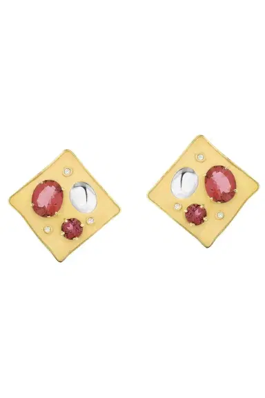 CAROL KAUFFMANN Pink Tourmaline Diamond Rocks Earrings | Thumbnail 1 CAROL KAUFFMANN Pink Tourmaline Diamond Rocks Earrings | Thumbnail 1