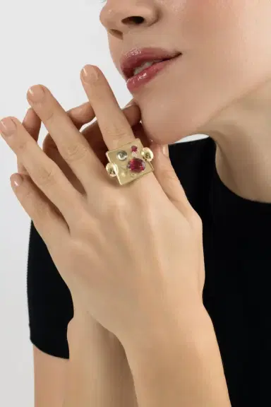 CAROL KAUFFMANN Pink Tourmaline Rocks Ring | Thumbnail 2 CAROL KAUFFMANN Pink Tourmaline Rocks Ring | Thumbnail 2