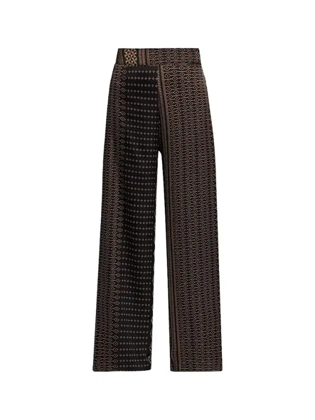 Misa Los Angeles Women's Izzie Geometric-Print Wide-Leg Pants - Noir Geometry - Size XL