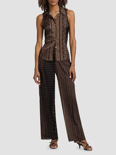 Misa Los Angeles Women's Reya Geometric Button-Front Sleeveless Top - Noir Geometry - Size XL | Thumbnail 2 Misa Los Angeles Women's Reya Geometric Button-Front Sleeveless Top - Noir Geometry - Size XL | Thumbnail 2