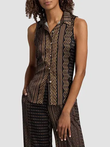 Misa Los Angeles Women's Reya Geometric Button-Front Sleeveless Top - Noir Geometry - Size XL | Thumbnail 3 Misa Los Angeles Women's Reya Geometric Button-Front Sleeveless Top - Noir Geometry - Size XL | Thumbnail 3