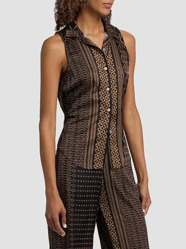 Misa Los Angeles Women's Reya Geometric Button-Front Sleeveless Top - Noir Geometry - Size XL | Thumbnail 4 Misa Los Angeles Women's Reya Geometric Button-Front Sleeveless Top - Noir Geometry - Size XL | Thumbnail 4