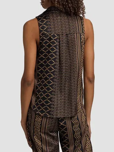 Misa Los Angeles Women's Reya Geometric Button-Front Sleeveless Top - Noir Geometry - Size XL | Thumbnail 5 Misa Los Angeles Women's Reya Geometric Button-Front Sleeveless Top - Noir Geometry - Size XL | Thumbnail 5
