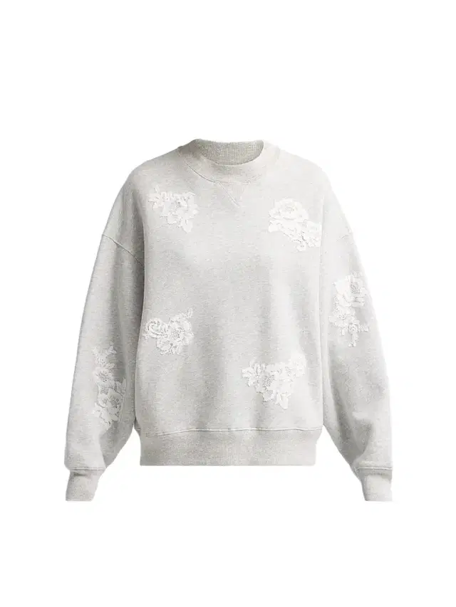 LoveShackFancy Women's Havenleigh Lace Applique Sweatshirt - Silver Fog
