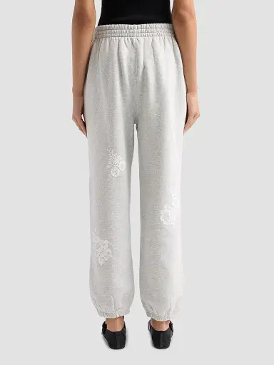 LoveShackFancy Women's Lilia Lace Appliqué Sweatpants - Silver Fog | Thumbnail 3 LoveShackFancy Women's Lilia Lace Appliqué Sweatpants - Silver Fog | Thumbnail 3