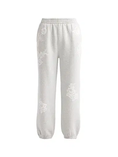 LoveShackFancy Women's Lilia Lace Appliqué Sweatpants - Silver Fog | Thumbnail 1 LoveShackFancy Women's Lilia Lace Appliqué Sweatpants - Silver Fog | Thumbnail 1