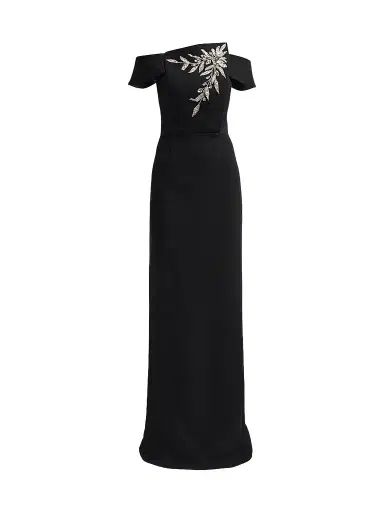 Teri Jon by Rickie Freeman Women's Embellished Botanical Off-the-Shoulder Gown | Thumbnail 1 Teri Jon by Rickie Freeman Women's Embellished Botanical Off-the-Shoulder Gown | Thumbnail 1