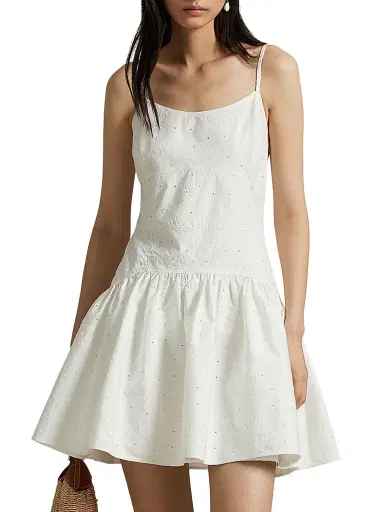 Polo Ralph Lauren Women's Paneled Eyelet Cotton Minidress - White | Thumbnail 3 Polo Ralph Lauren Women's Paneled Eyelet Cotton Minidress - White | Thumbnail 3