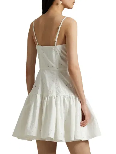 Polo Ralph Lauren Women's Paneled Eyelet Cotton Minidress - White | Thumbnail 4 Polo Ralph Lauren Women's Paneled Eyelet Cotton Minidress - White | Thumbnail 4