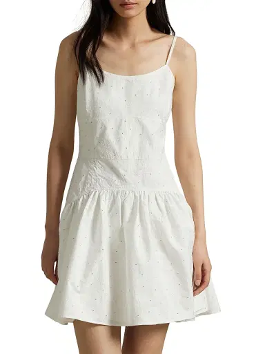 Polo Ralph Lauren Women's Paneled Eyelet Cotton Minidress - White | Thumbnail 5 Polo Ralph Lauren Women's Paneled Eyelet Cotton Minidress - White | Thumbnail 5