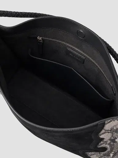 Veronica Beard Women's Vida Snakeskin-Embossed Suede Shoulder Bag - Black | Thumbnail 5 Veronica Beard Women's Vida Snakeskin-Embossed Suede Shoulder Bag - Black | Thumbnail 5