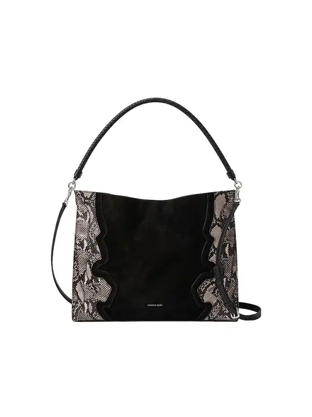 Veronica Beard Women's Vida Snakeskin-Embossed Suede Shoulder Bag - Black