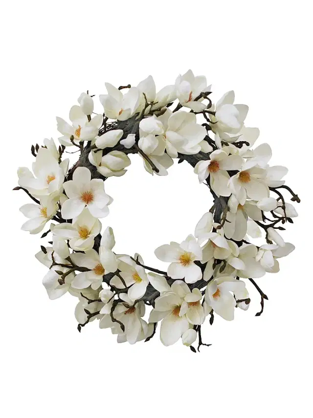 Winward Home Faux Japanese Magnolia Wreath