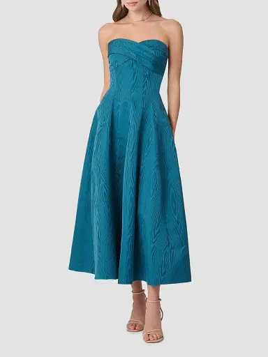 Shoshanna Women's Wastson Moire Strapless Cocktail Dress - Topaz | Thumbnail 2 Shoshanna Women's Wastson Moire Strapless Cocktail Dress - Topaz | Thumbnail 2