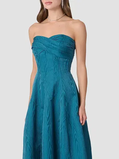 Shoshanna Women's Wastson Moire Strapless Cocktail Dress - Topaz | Thumbnail 4 Shoshanna Women's Wastson Moire Strapless Cocktail Dress - Topaz | Thumbnail 4