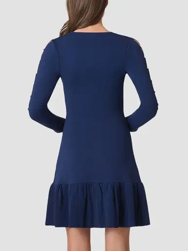 Shoshanna Women's Jace Embellished Slit-Sleeve Mini Dress - Navy | Thumbnail 3 Shoshanna Women's Jace Embellished Slit-Sleeve Mini Dress - Navy | Thumbnail 3