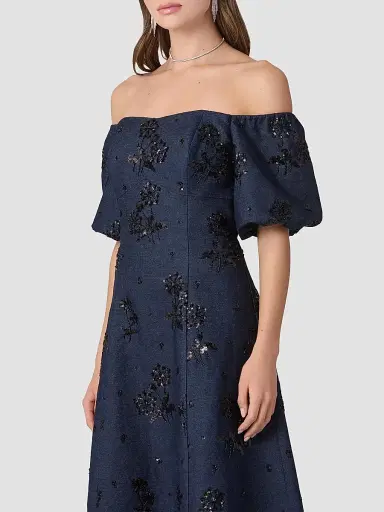 Shoshanna Women's Mona Sequined Denim Off-the-Shoulder Dress - Denim Jet | Thumbnail 4 Shoshanna Women's Mona Sequined Denim Off-the-Shoulder Dress - Denim Jet | Thumbnail 4