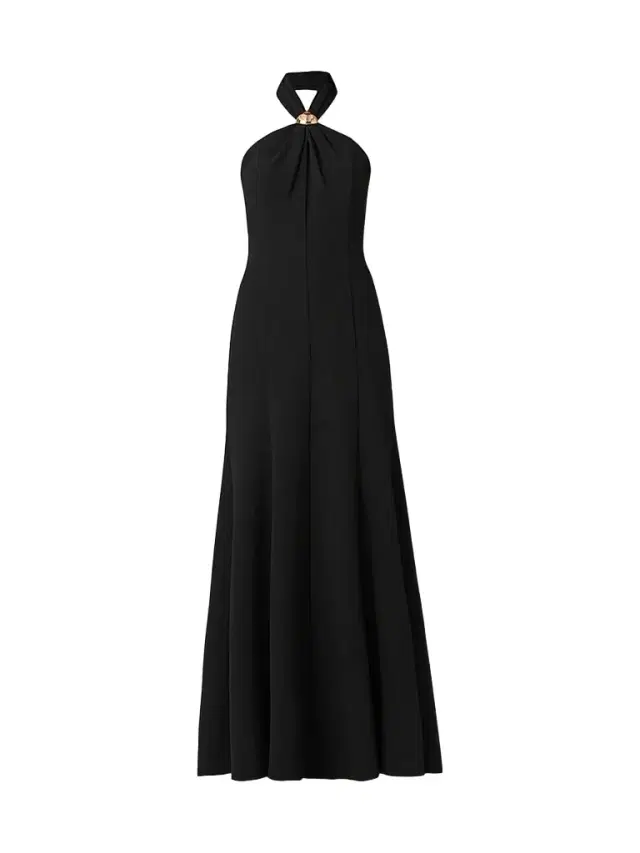 Shoshanna Women's Scottie Crêpe Hardware Halter Maxi Dress - Black
