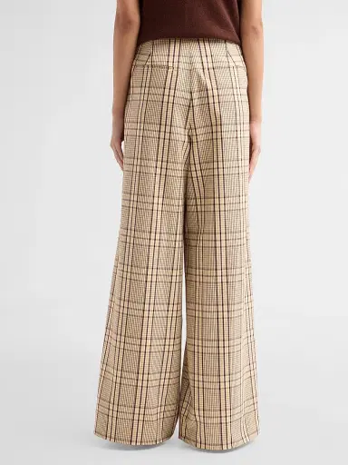 TANYA TAYLOR Women's Adler Plaid Wide-Leg Pants - Wheat Deep Redwood | Thumbnail 3