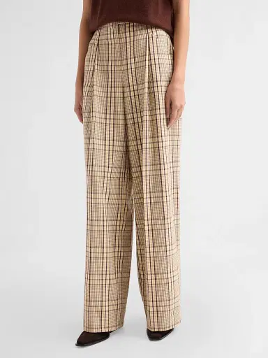 TANYA TAYLOR Women's Adler Plaid Wide-Leg Pants - Wheat Deep Redwood | Thumbnail 4