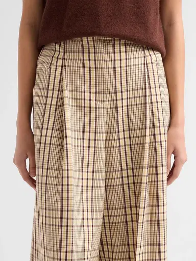 TANYA TAYLOR Women's Adler Plaid Wide-Leg Pants - Wheat Deep Redwood | Thumbnail 5