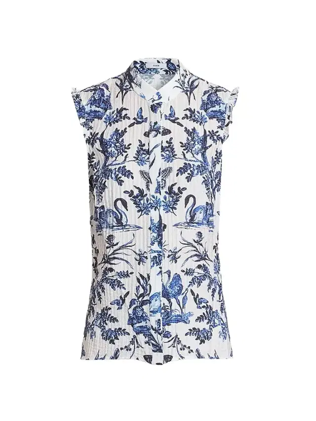 Erdem Women's Floral Jacquard Button-Front Shirt - Ink Blue