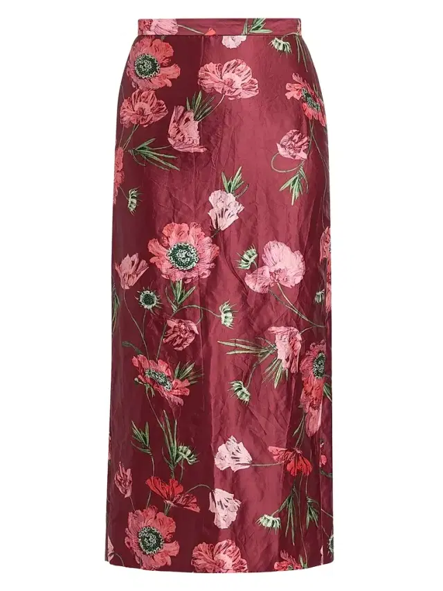 Erdem Women's Floral Satin Midi Skirt - Ruby Red