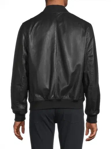 Emporio Armani Men's Leather Bomber Jacket - Black - Size 44 | Thumbnail 5 Emporio Armani Men's Leather Bomber Jacket - Black - Size 44 | Thumbnail 5