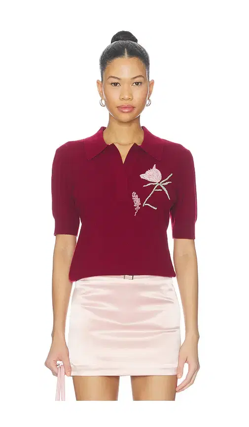 AKNVAS Ailey Cashmere Wool Blend Polo With Embroidery