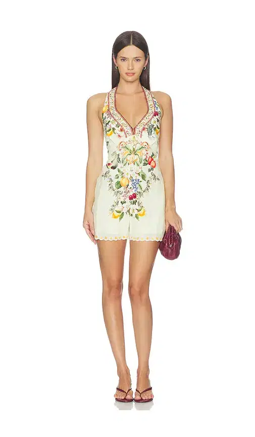Camilla Button Front Halter Playsuit