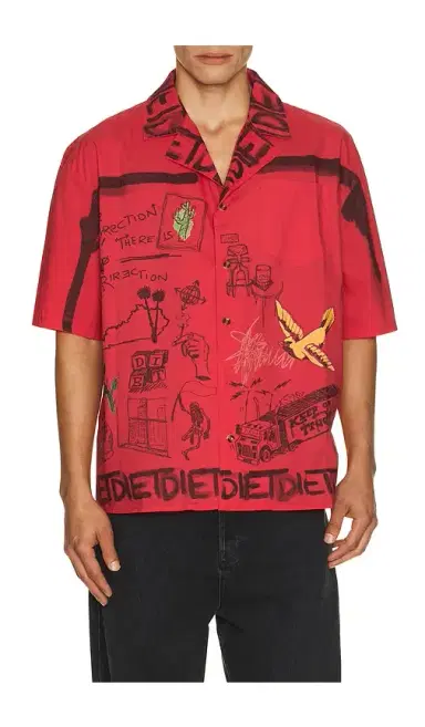 Diet Starts Monday Doodle Button Up Shirt | Thumbnail 1
