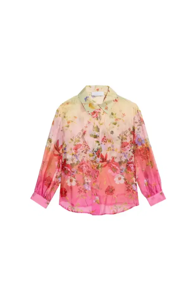 Roberto Cavalli Miami Flowers Print Silk Blend Shirt