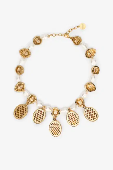 Roberto Cavalli Golden Necklace With Pearls And Topaz-Effect Stones | Thumbnail 3 Roberto Cavalli Golden Necklace With Pearls And Topaz-Effect Stones | Thumbnail 3